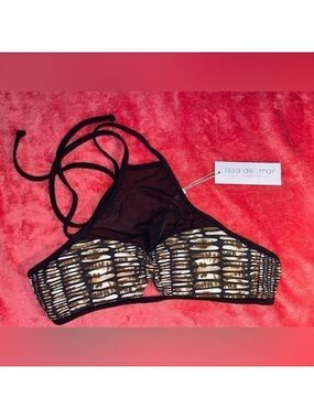 ISSA de Mar Top mesh swim top bikini snakeskin snake skin design
